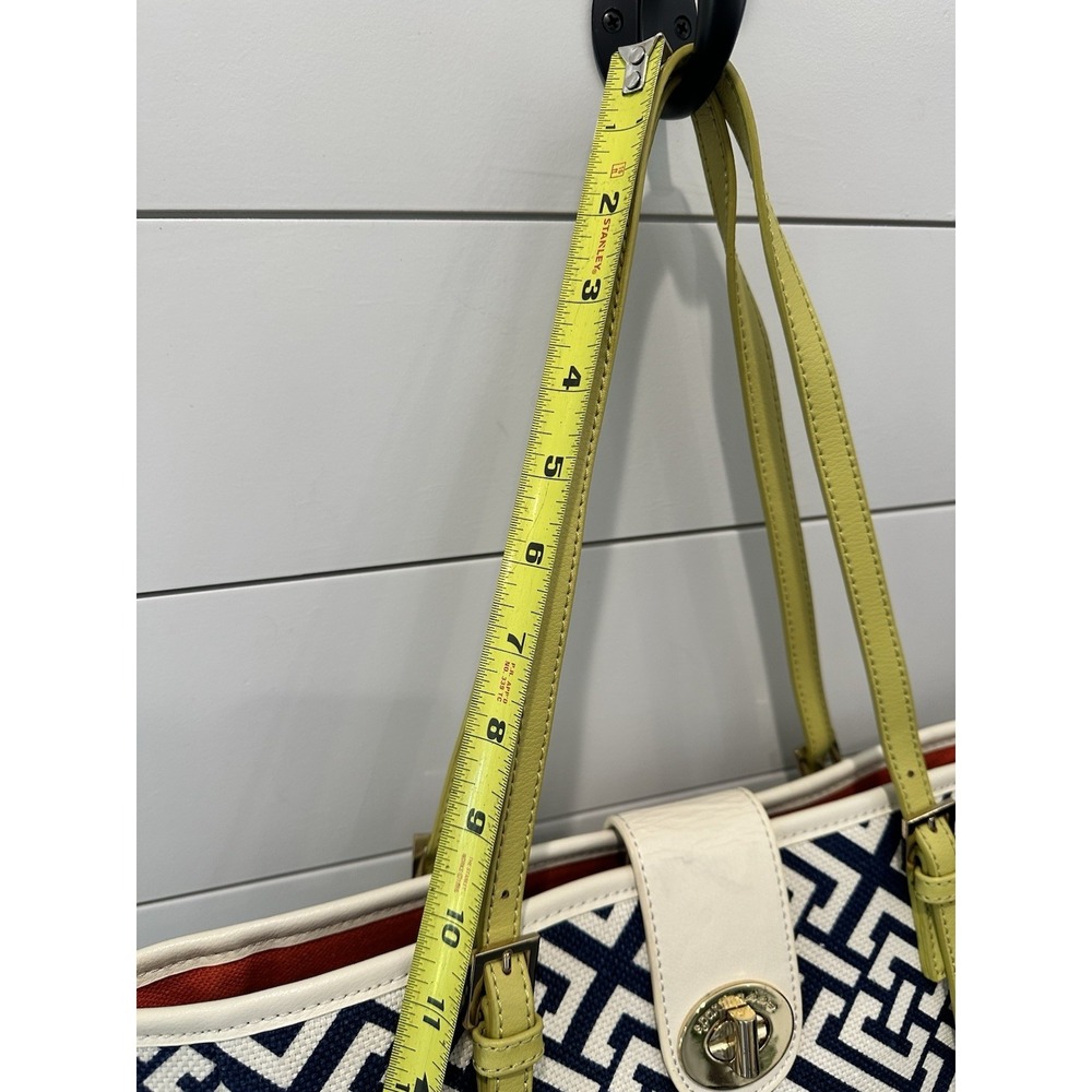 Spartina 449 Daufuskie Island Tote Handbag Linen/Leather Lime Green & Orange - Picture 13 of 15